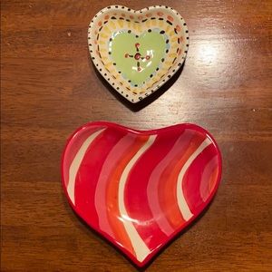 TWO pottery hearts, 1 Gail Pittman!